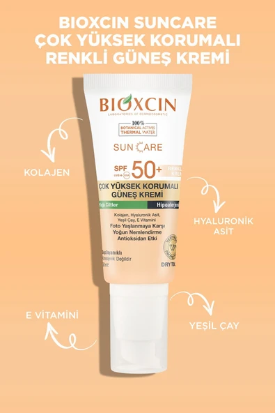 BIOXCIN SUNCARE YAĞLI RENKLİ KREM SPF50 50ML - Resim 2