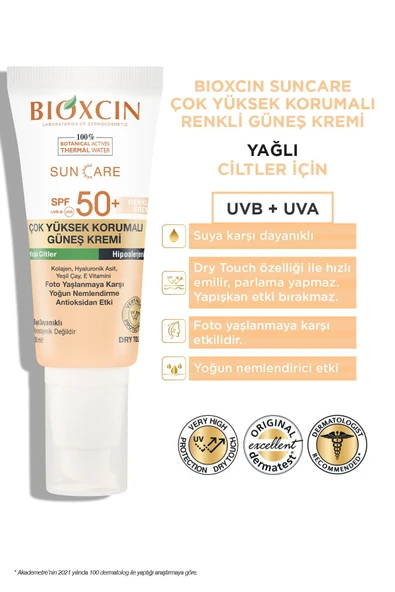 BIOXCIN SUNCARE YAĞLI RENKLİ KREM SPF50 50ML - Resim 3