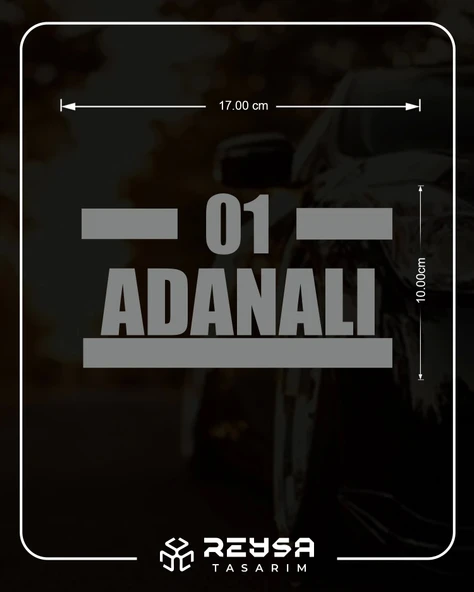 01 Adanalı Araba Sticker 17x17 Cm Gri - Resim 2