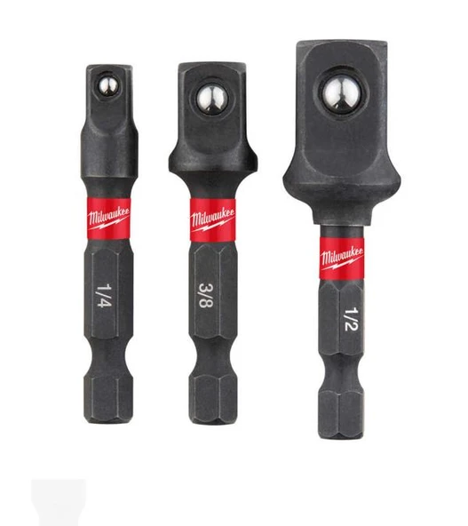 Milwaukee Hex Lokma Adaptor Seti 3 Prç 1/4-3/8-1/2 ürün görseli 1
