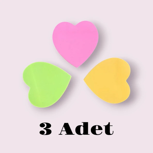 Homix 3 PAKET Kalp Şeklinde Yapışkanlı Notluk 76 x 76 cm Neon Renkler 100 Yp ürün görseli 1