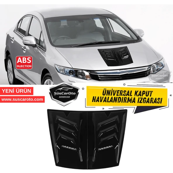 Üniversal Her Araca Uyumlu Geniş Midi Boy Kaput Üstü Havalandırma Izgarası Tavan Vent Air Scoop İthal Nikelajlı 48.5 x 35.5 cm ürün görseli 1