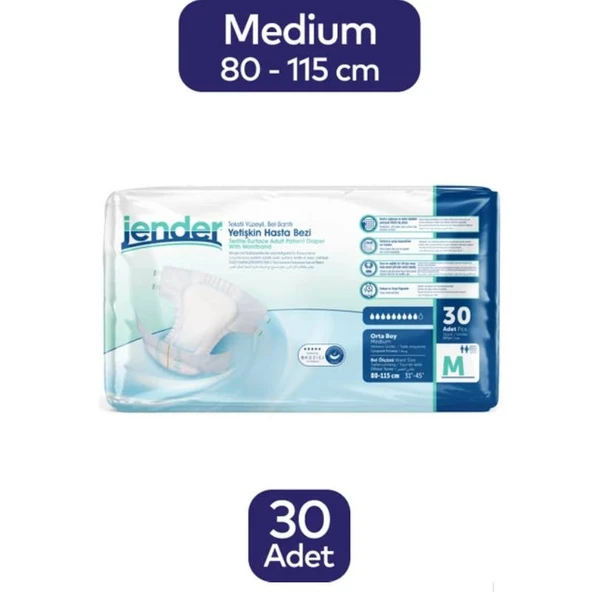Jender Emici Bel Bantlı Yetişkin Hasta Bezi Medium 30 Adet ürün görseli 1