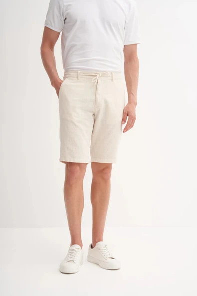 Cazador Slim Fit Dar Paça Keten Bermuda Şort 6108 ürün görseli 1