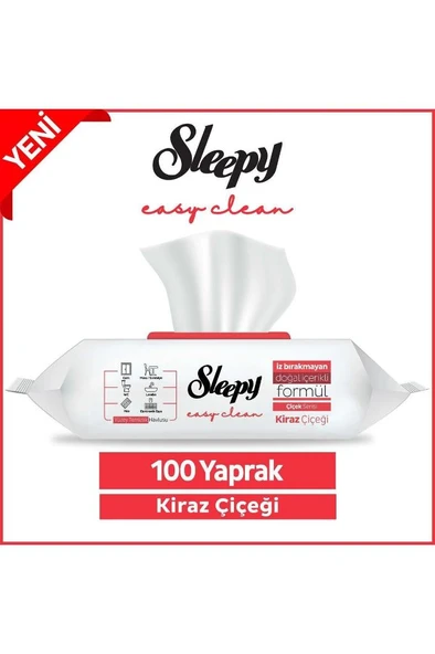 Sleepy Easy Clean Kiraz Çiçeği Yüzey Temizlik Havlusu&mendili 100 Yaprak ürün görseli 1