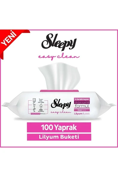 Sleepy Easy Clean Lilyum Buketi Yüzey Temizlik Havlusu&mendili 100 Yaprak ürün görseli 1