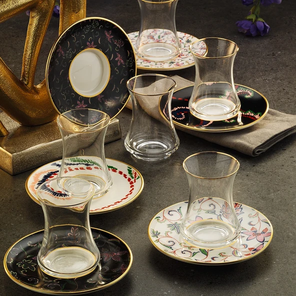 Sandro Moreno 1453 Desen Yağmuru Gold 12 Parça 6 Kişilik Çay Seti 110 Ml Ar211629 ürün görseli 1