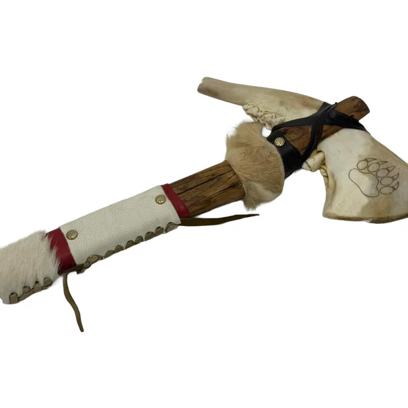 El Yapımı Kızılderili Doğal Kemik Balta 45cm (Model 5) ürün görseli 1