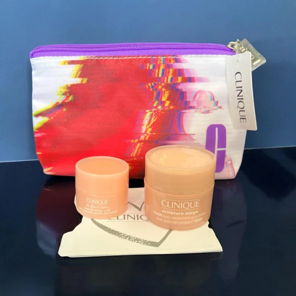 CliniqueŞık Makyaj Çantası Genişlik-18 -Derinlik -11-stm- 15 ML - YÜZ-JELİ -5 ML - GÖZ JELİ ürün görseli 1
