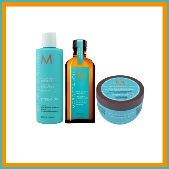 Moroccanoil Hydrating Shampoo 250ml +Hydarting İntense Hair Mask 250ml + Argan Oil yağ  100ml ürün görseli 1
