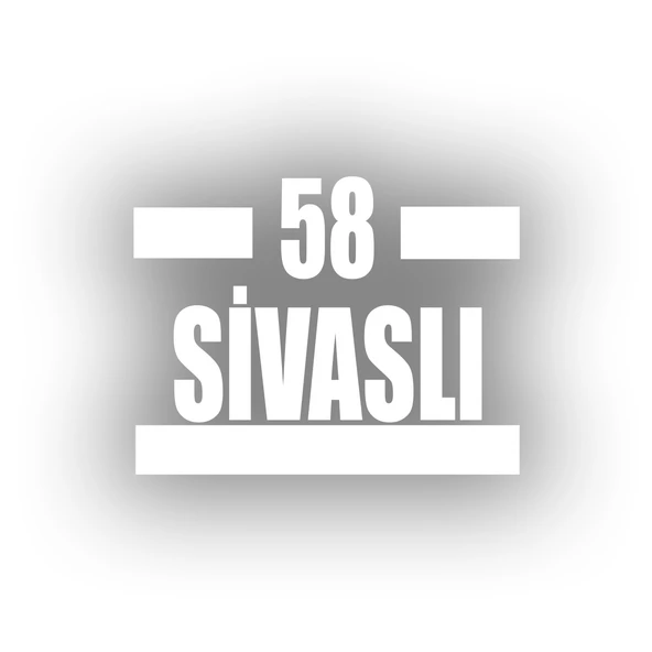 58 Sivaslı Araba Sticker 17x17 Cm Beyaz ürün görseli 1