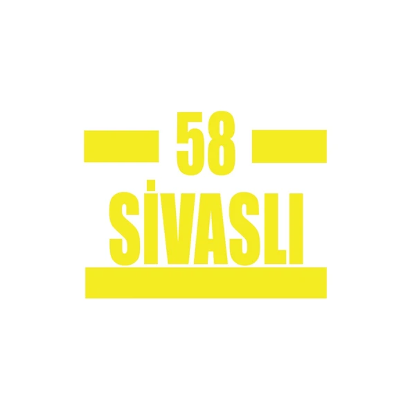 58 Sivaslı Araba Sticker 17x17 Cm Sarı ürün görseli 1