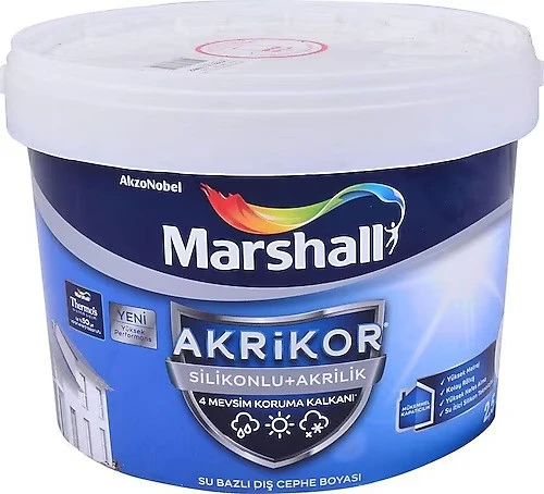 Marshall Akrikor Silikonlu + Akrilik Dış Cephe Boyası Beyaz 7.5 Lt. ürün görseli 1