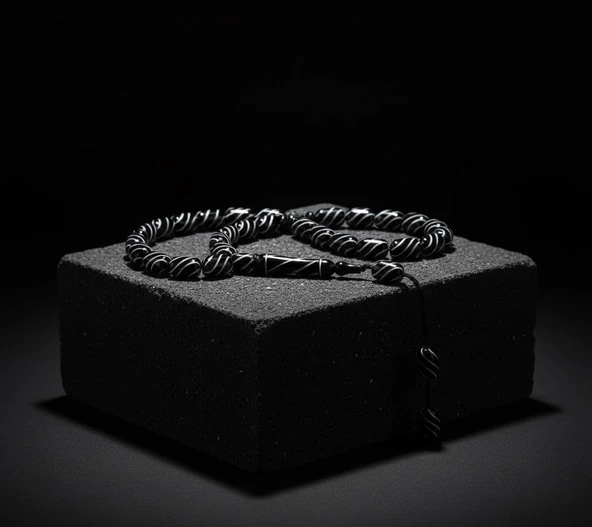 BlackCraft Oltu Taşı Çeşmi Bülbül Tespih - Resim 3