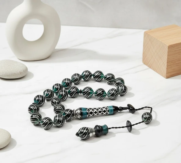 BlackCraft Oltu Taşı Maskot Mavi Tespih - Resim 2
