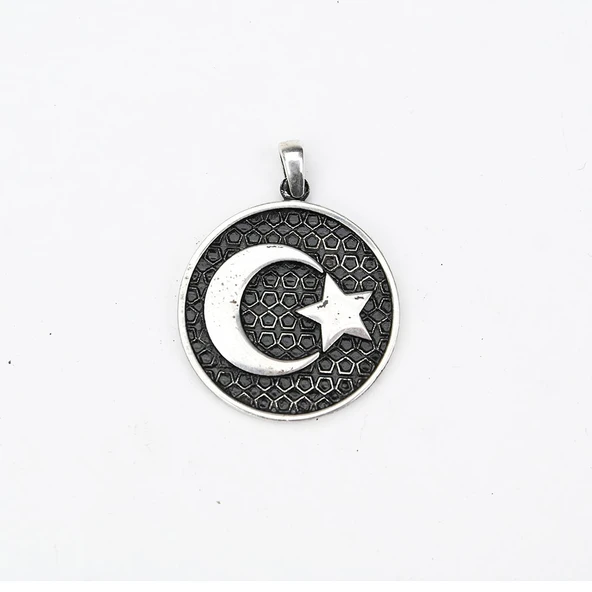 BlackCraft Gümüş Ayyıldız Erkek Kolye - Resim 10