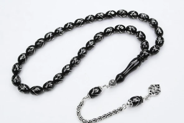 BlackCraft Oltu Taşı Beyzi Model Tek Zikzak İşlemeli Tespih ürün görseli 1