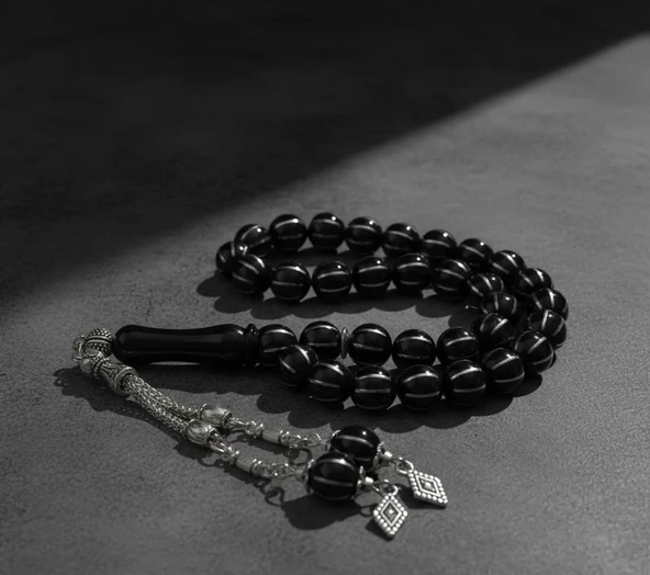 BlackCraft Karpuz Model Oltu Sıkması Tespih - Resim 3