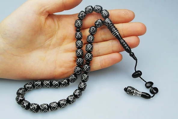 BlackCraft Oltu Taşı Örgü Tespih - Resim 11
