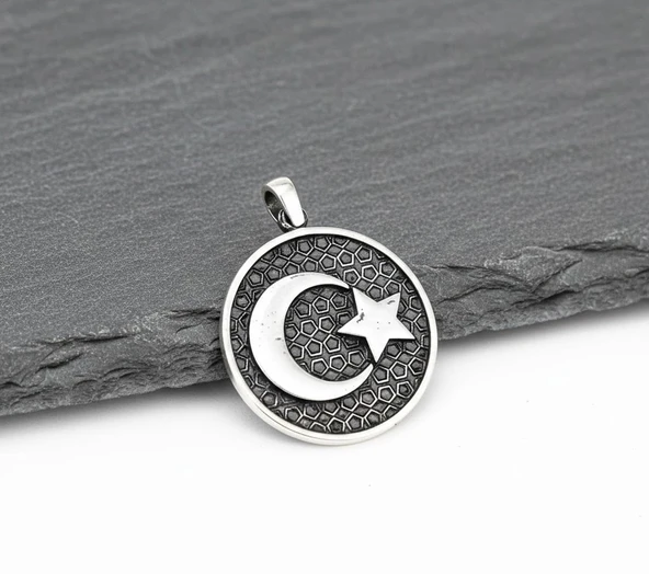 BlackCraft Gümüş Ayyıldız Erkek Kolye - Resim 2