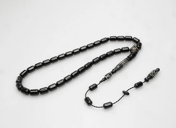 BlackCraft Oltu Taşı Nakkaş Oyma Motif İmameli Tesbih ürün görseli 1