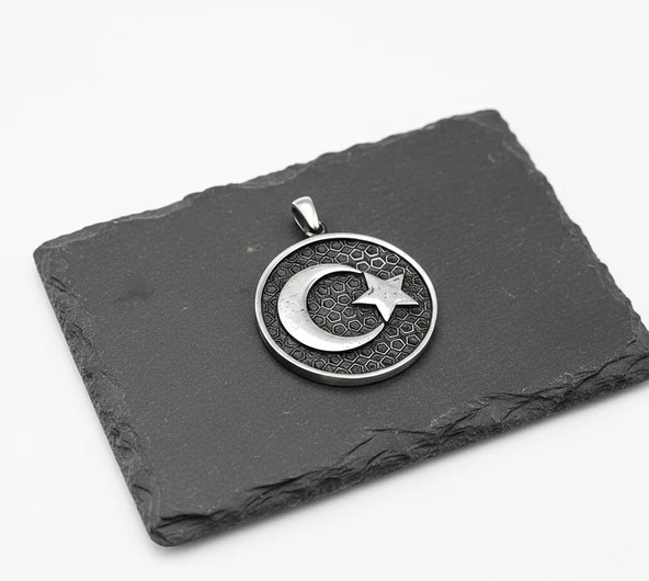 BlackCraft Gümüş Ayyıldız Erkek Kolye - Resim 3