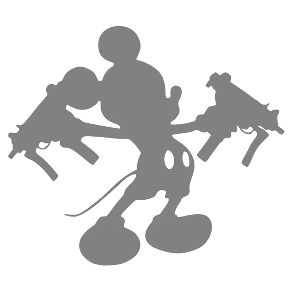 Uzi Tutan Mickey Mouse Araba Sticker 17x17 Cm Gri ürün görseli 1