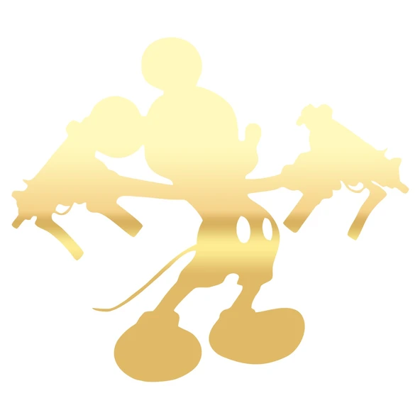 Uzi Tutan Mickey Mouse Araba Sticker 17x17 Cm Gold ürün görseli 1