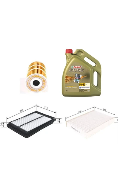 Bosch Nissan Qashqai  Dizel 1.6 - 3'lü Filtre Seti 2014-2019 + Castrol 5w30 Edge 5 L2024t ürün görseli 1