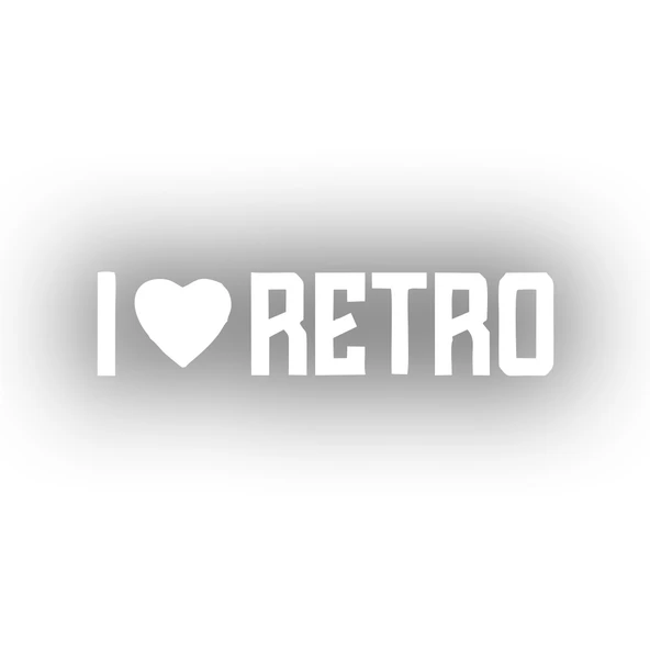 I Love Retro Araba Sticker 17x17 Cm Beyaz ürün görseli 1