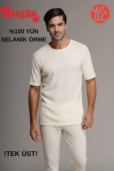 Hasyün 1000 Erkek %100 Yün Kısa Kollu Fanila ürün görseli 1