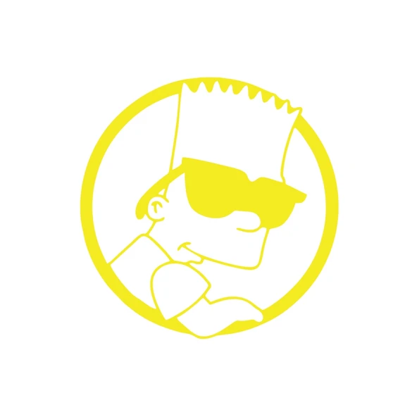 Simpsons Araba Sticker 17x17 Cm Sarı ürün görseli 1