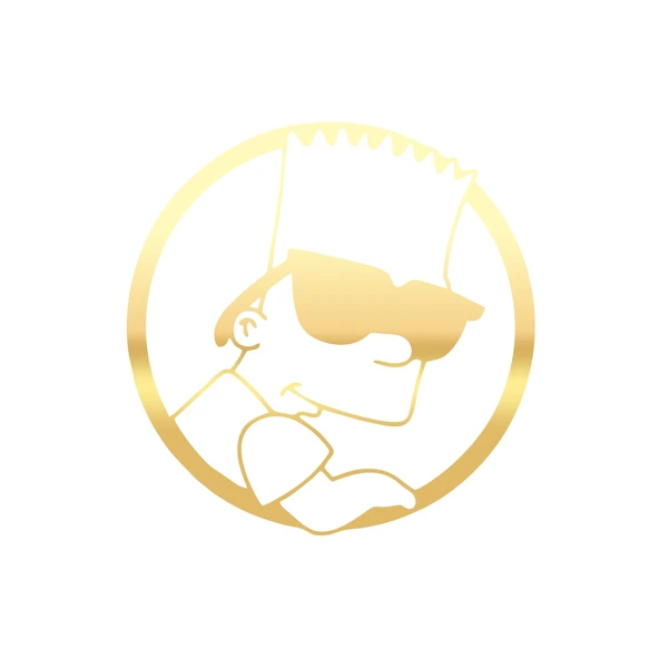 Simpsons Araba Sticker 17x17 Cm Gold ürün görseli 1