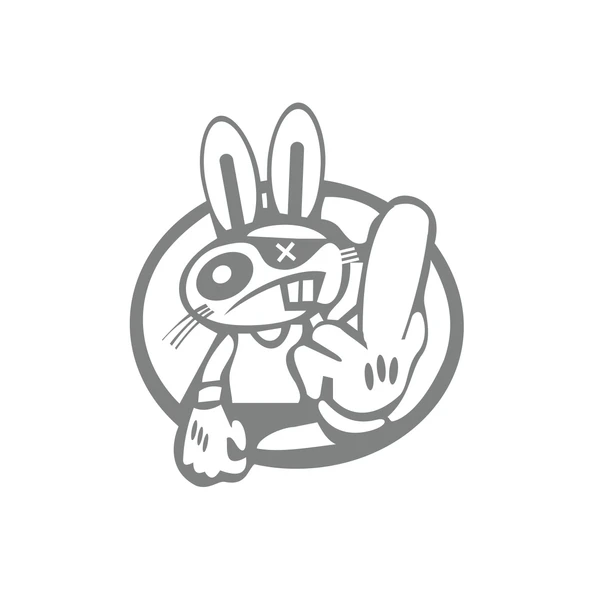 Terbiyesiz Tavşan Sticker 17x17 Cm Gri ürün görseli 1