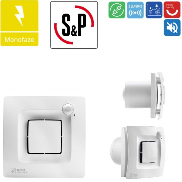 Soler & Palau Silent Dual 100 Banyo Wc Sensörlü Egzoz Ortam Havalandırma Fanı Tasarruflu AGMair sp agm ürün görseli 1