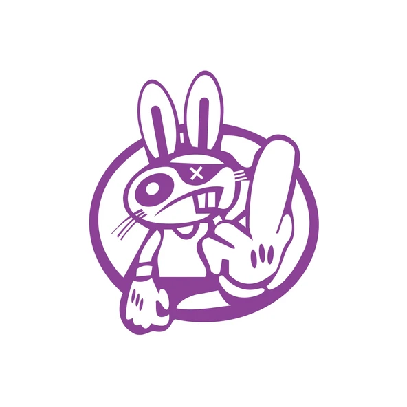 Terbiyesiz Tavşan Sticker 17x17 Cm Mor ürün görseli 1