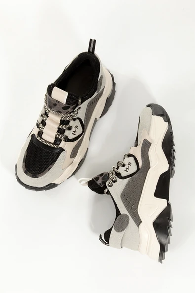 H9 Siyah Gri Sneaker Günlük Spor Ayakkabı ürün görseli 1
