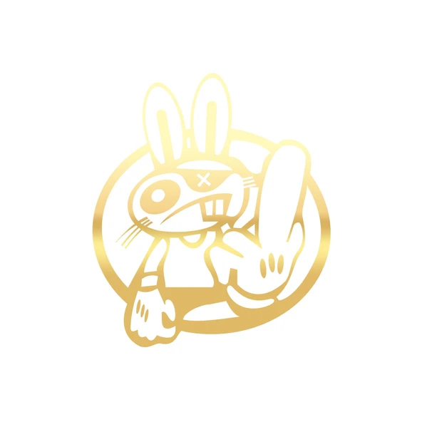 Terbiyesiz Tavşan Sticker 17x17 Cm Gold ürün görseli 1