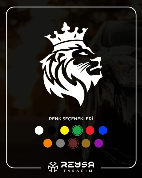 Kral Taçlı Aslan Sticker 17x17 Cm Beyaz ürün görseli 1
