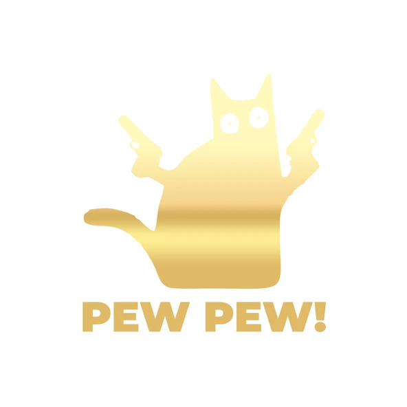Pew Pew Kedi Sticker 17x17 Cm Gold ürün görseli 1