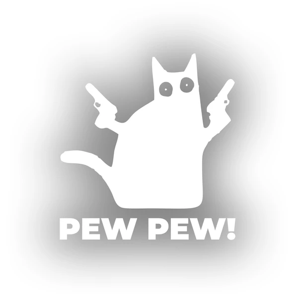 Pew Pew Kedi Sticker 17x17 Cm Beyaz ürün görseli 1