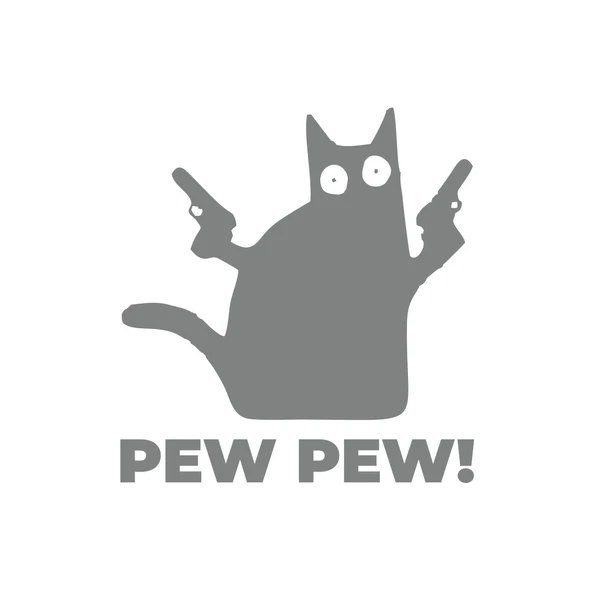 Pew Pew Kedi Sticker 17x17 Cm Gri ürün görseli 1