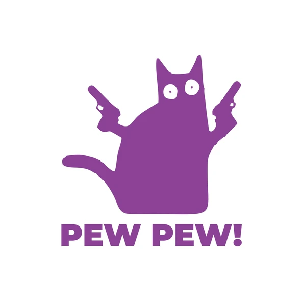 Pew Pew Kedi Sticker 17x17 Cm Mor ürün görseli 1