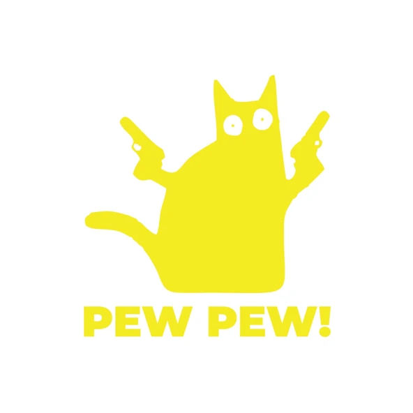 Pew Pew Kedi Sticker 17x17 Cm Sarı ürün görseli 1