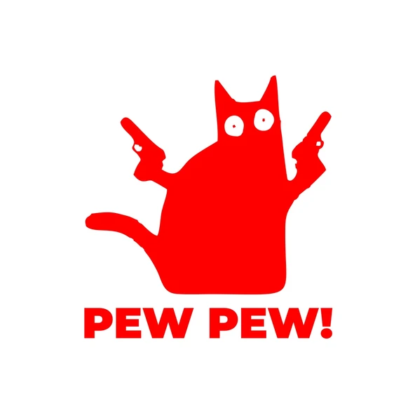 Pew Pew Kedi Sticker 17x17 Cm Kırmızı ürün görseli 1
