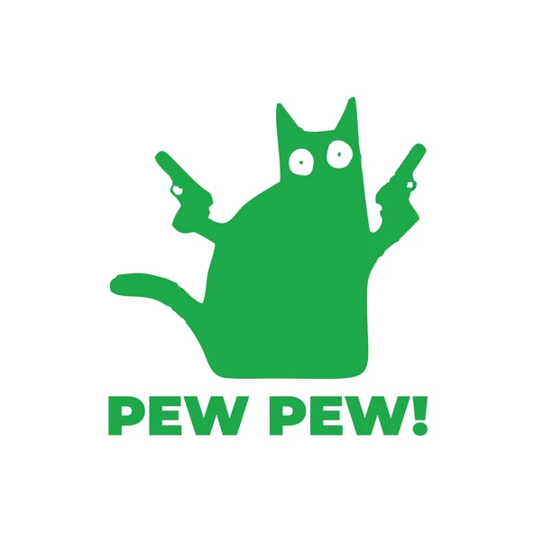Pew Pew Kedi Sticker 17x17 Cm Yeşil ürün görseli 1