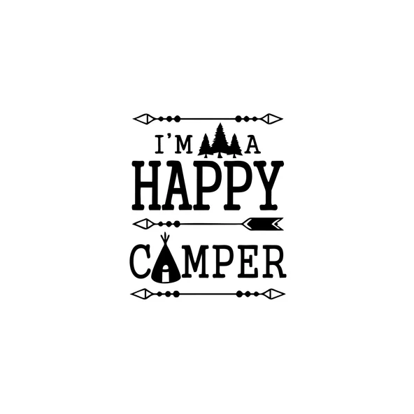 Happy Camper Sticker 17x17 Cm Siyah ürün görseli 1