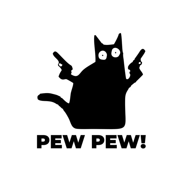 Pew Pew Kedi Sticker 17x17 Cm Siyah ürün görseli 1