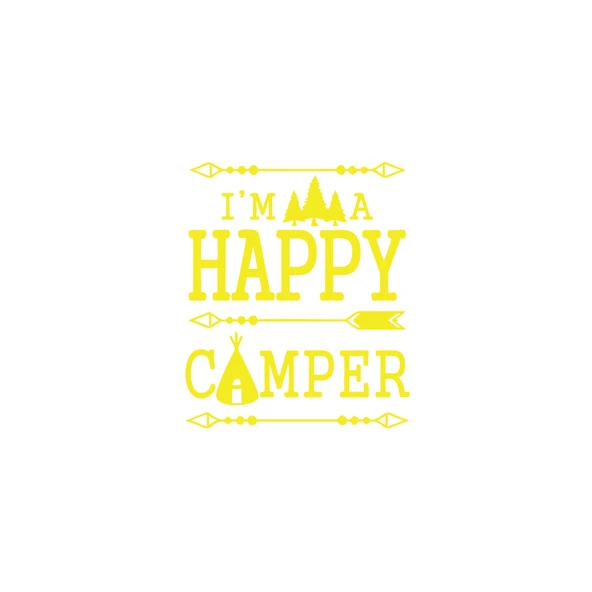 Happy Camper Sticker 17x17 Cm Sarı ürün görseli 1