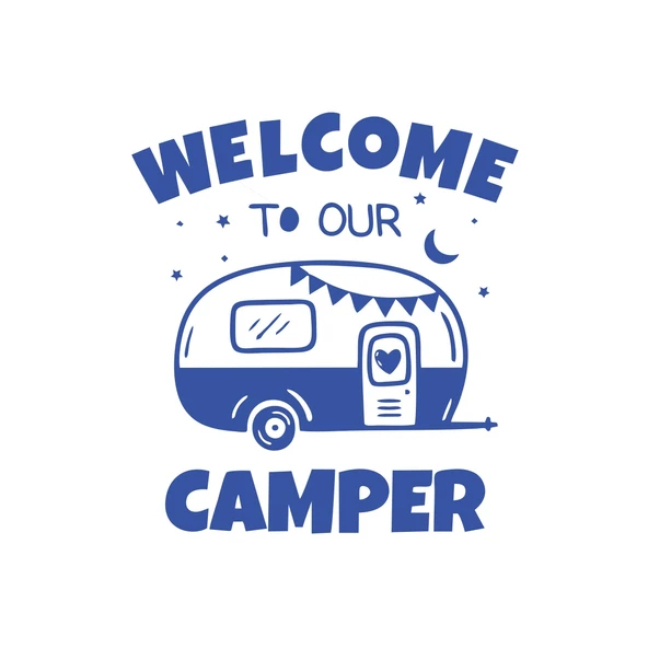 Welcome To Our Camper Sticker 17x17 Cm Mavi ürün görseli 1
